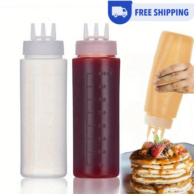 Squeeze Bottles for Sauce Ketchup Dispenser 3 Hole Leakproof Bottle For Food NEW