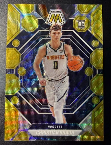 Christian Braun 2022-23 Panini Mosaic 05/10 Gold Wave RC Nuggets #240