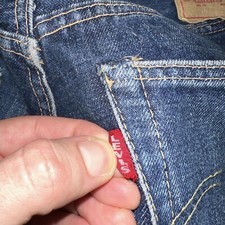 Levis 501 Big E VTG 60s Redline Denim Destroyed Jeans 1960s 28x28 Fringe Boot