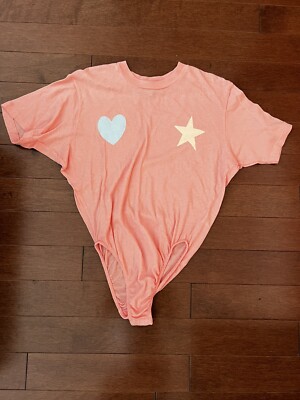 Wildfox Bodysuit Pink Short Sleeve Small 