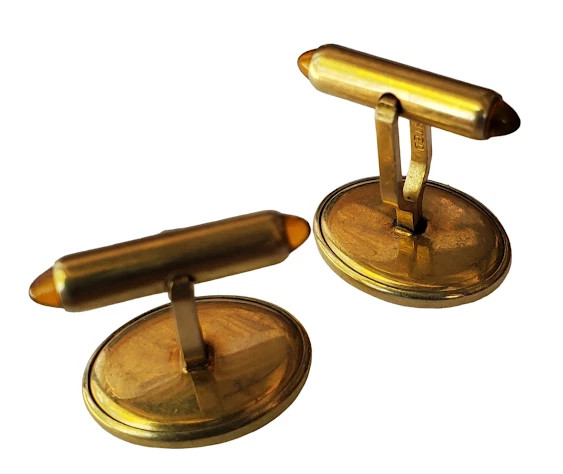 Gemelos Mid Century Mad Krementz Ovalados Placa Dorada Ámbar Vidrio Cabina Hombres M15 Foto 2 de 4