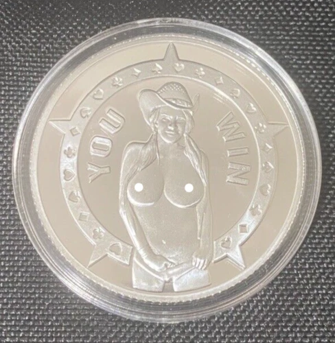 Sexy! 1 Troy Oz .999 Silver Art Round Sexy "Poker Chip" Good Girls You Lose