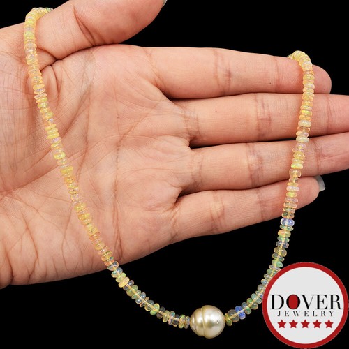 Estate Opal 11mm Pearl 14K Gold 19" Long Beaded Necklace 11.0 Grams NR - Picture 4 of 5