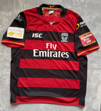 Warrington Wolves Rugby Shirt Jersey - Fly Emirates Sponsor - ISC - Size XL
