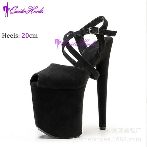 Sexy Womens Suede Nightclub Dance Super High Heels Walking Cross Strap Sandals - Picture 6 of 41