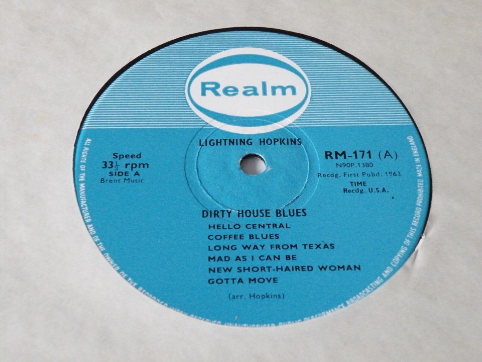 LIGHTNING HOPKINS 'DIRTY HOUSE BLUES' LP UK REALM 1963 MONO eBay