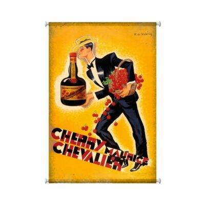 CHERRY MAURICE CHEVALIER BRANDY ALCOHOL BOTTLE 38'' WALL HANGING CANVAS PRINT