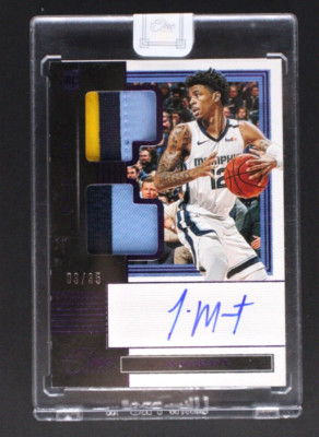 Ja Morant 2019-20 Panini One and One Rookie Dual Patch Auto Purple 03/35