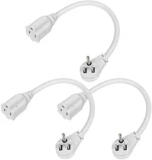 DEWENWILS Indoor Flat Plug Extension Cord 14 Gauge Heavy Duty 3 Prong 3Pack 1FT