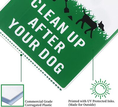 3x Hundekot-Schild „Clean Up After Your Dog“ 30,5x20,3 Cm – Mit Metalldraht-Pfählen, Für Rasen & Garten