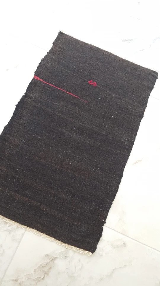 Старинный черный ковер Kilim, шерстяной ковер ручной работы, анатолийский декор ковер - Изображение 4 из 4