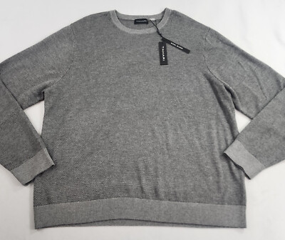 TAHARI Sweater adult 2XL 3% wool H406416M grey black crewneck pullover $78  mens