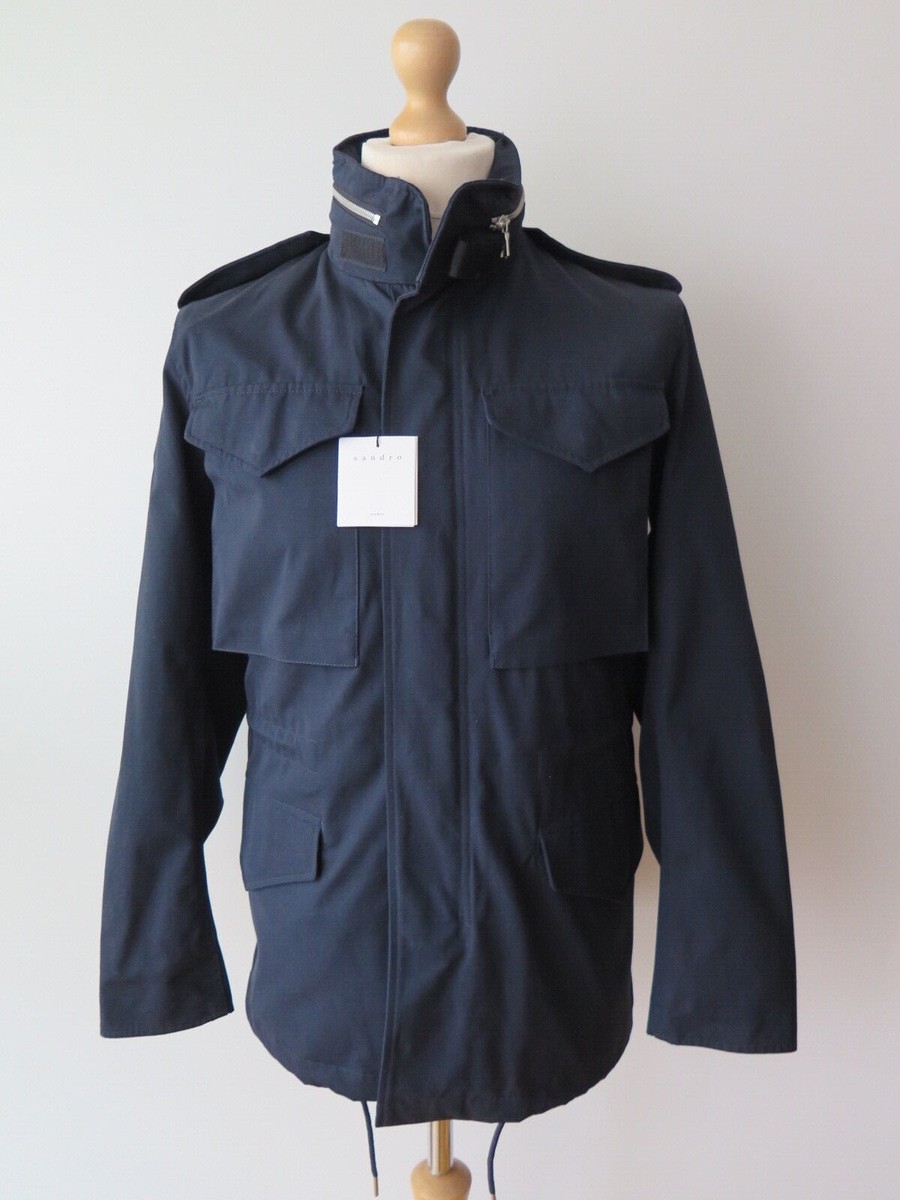 €540 SANDRO Paris Men's Explorer Field Jacket Stow in Collar Hood