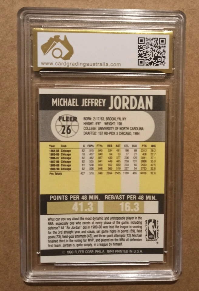 Michael Jordan Fleer 1990/91 - Tarjeta NBA #26 - CGA 9,5 GEMA/COMO NUEVA no PSA Foto 2 de 2