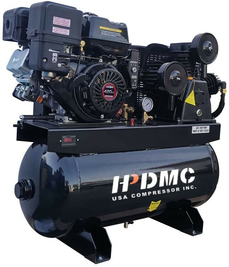 W/ Electric Start 30gal Tank 180 Psi 24cfm 13hp