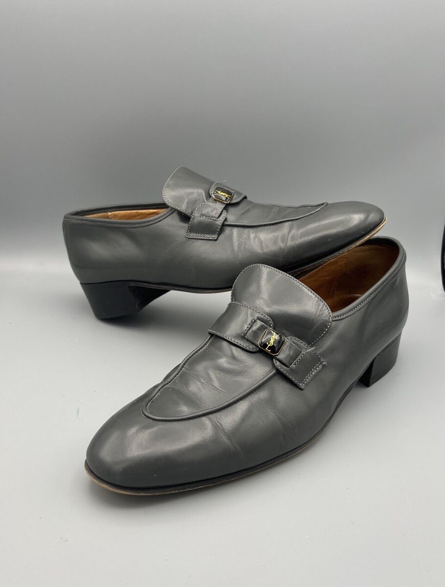 YSL YVES SAINT LAURENT Mens 9.5M Vintage Grey Penny Loafer YSL YVES SAINT LAURENT Mens 9.5M Vintage Grey Penny Loafer