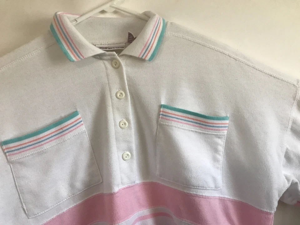 Camisa Polo Bolsillos Vintage LADY VAN HEUSEN Para Mujer Talla Grande Rayas Botones  Foto 3 de 4