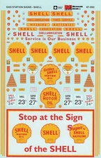 Microscale 87-993 HO Shell Oil Service Gas Station Signs 1935-1960 for Diorama