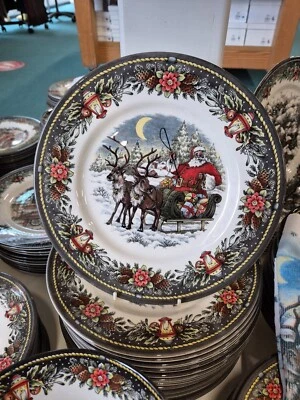 Royal Stafford Christmas 11” Dinner Plate Santa's Sleigh Studio Poole Backstamp