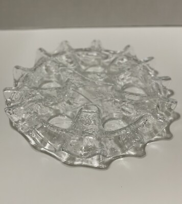 Vintage Muurla Finland Advent 5 Candle Holder Melting Ice Pattern Ruffle Edge