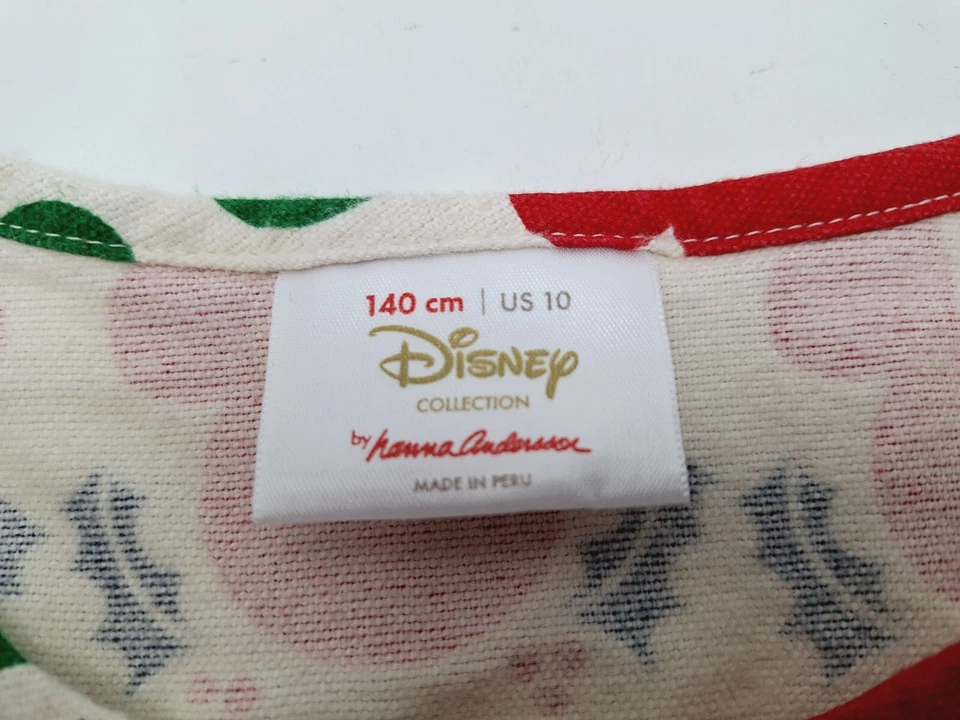 Hanna Andersson Disney Nightgown 140 US 10 Cream Red Green Mickey Mouse LS j - Image 4 of 4