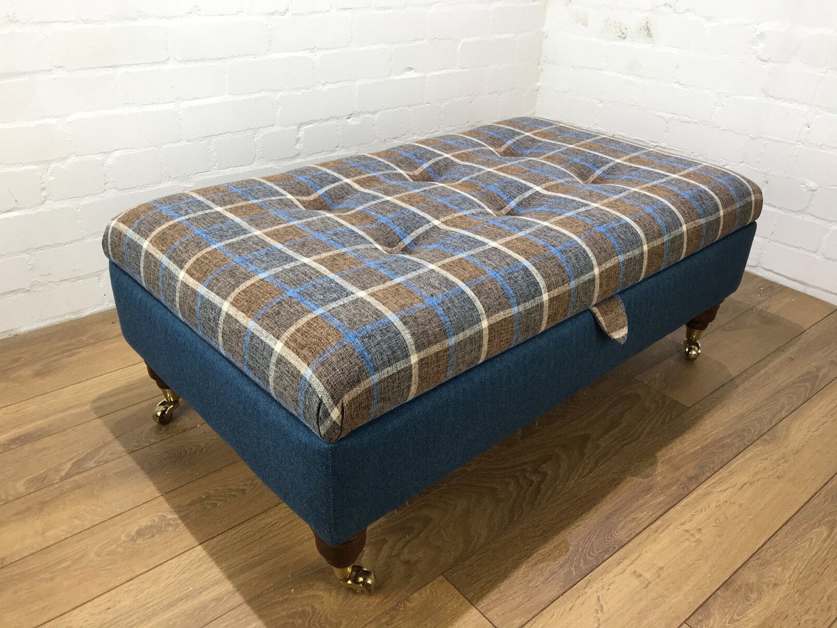 STORAGE STOOL BOX FOOTSTOOL BED END STOOL MILFORD CHECK
