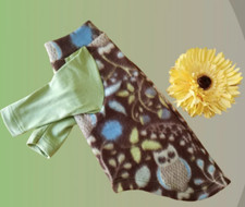 Soft Fleece Owl Print Jacket for Cats - MEDIUM Cozy Sweater, Light Green Sleeves