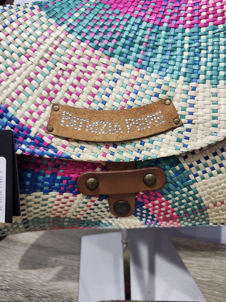 Patrizia Pepe Italy Borsa Shoulder Bag Purse Rose Fantasy Straw Woven Colors - Image 3 of 4