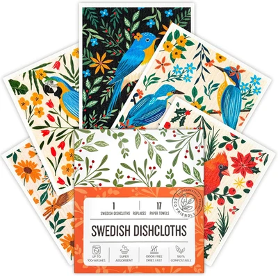 Swedish Dishcloths for Kitchen, 5 Pack Reusable Paper Towels Washable, Super ... - Image 1 of 4