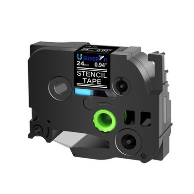 24mm Fit For Brother Ptouch ST-151 Black on Clear Mobile Solution Stencil Tape