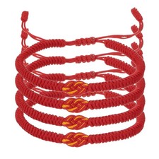 Matching Bracelets for Couple, 4pcs Red Yellow Knots Bracelets, Red