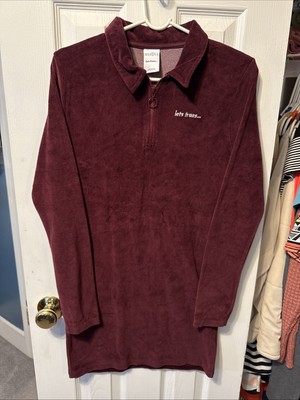 iets Frans Shirt Womens Red Velour Half Zip Pullover Top Size M Urban Outfitters
