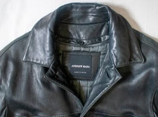 Andrew Marc Men’s BLK Leather Jacket Quilted Removable Lining Button-Up Coat  S