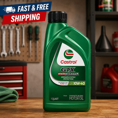 Castrol GTX High Mileage 10W-40 Synthetic Blend Motor Oil, 1 Quart
