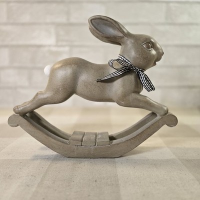 Rocking Horse Rabbit Bunny Resin Figure Spring Easter Baby Whimsical Decor