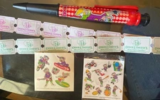 Chuck E Cheese Lot 14 Purple Green Connected Tickets Jumbo Pen Tattoos Stickers