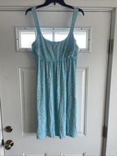 Fresh Produce Empire Waist Smocked Sundress Womens XL Blue Sleeveless USA