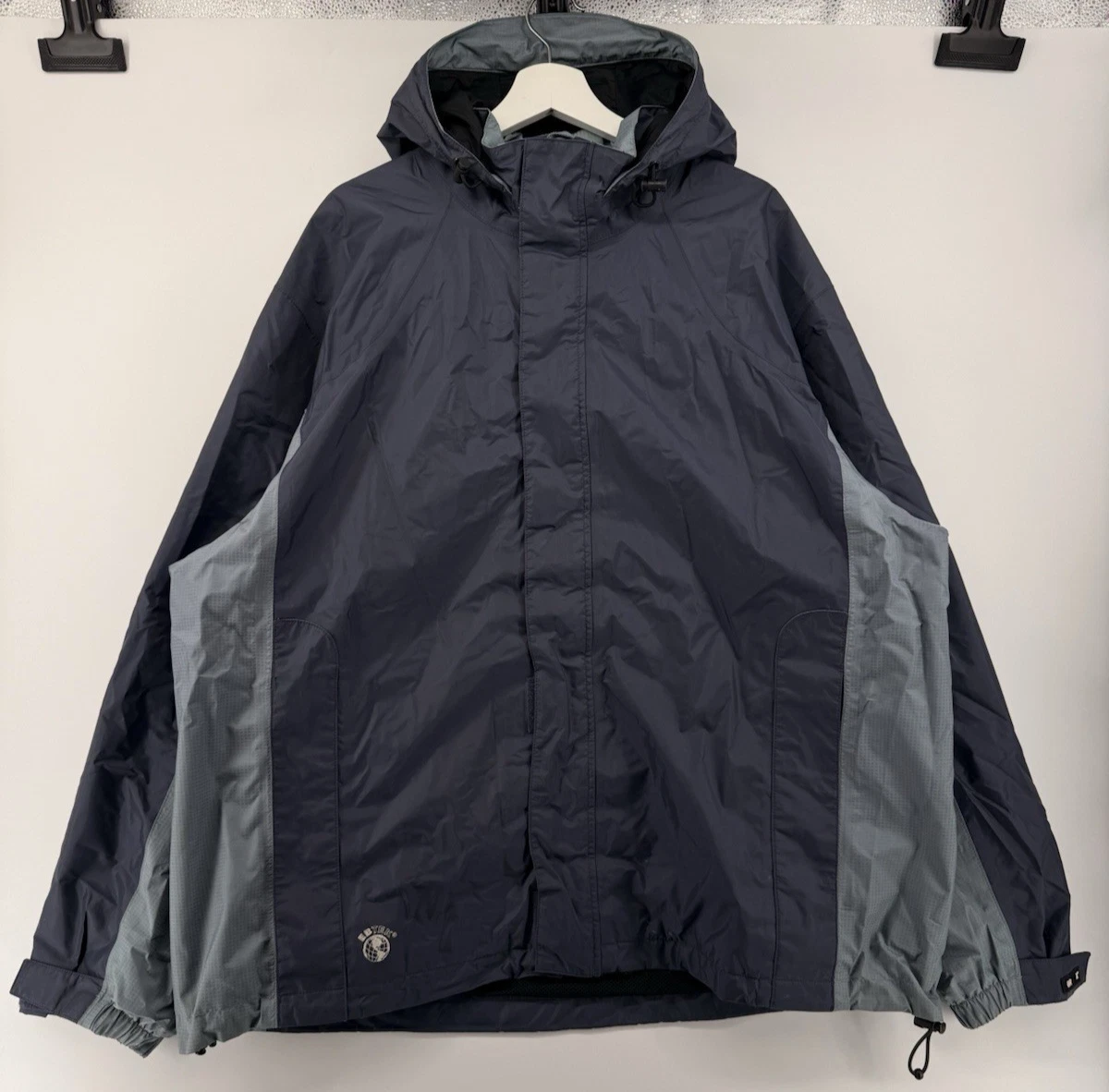Eddie Bauer EBTEK Gore-Tex Hooded Rain Jacket Blue Gray Mens XXL