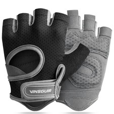 VINSGUIR Workout Gloves for Women and Men, Breathable Weight Medium, Black