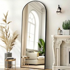 64x21" Black Arch Full Length Mirror Floor Standing Wall Mount Aluminum Frame