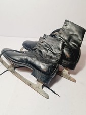 A Pair Black Leather Men's Ice Skates, WH. Fagan Son 29 Pathfinder Marathon