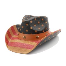Mens Straw Cowboy Hat Unisex Western Beach Sun Hat for Men Women Wide Brim Fe...