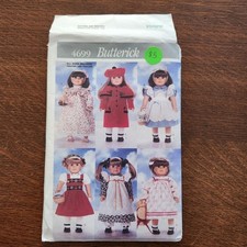 Butterick 4699 18 inch Doll Clothes Sewing Pattern Partial Cut