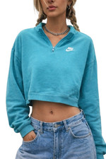 Nike Youth Quarter Zip Sweatshirt Turquoise Blue Pullover
