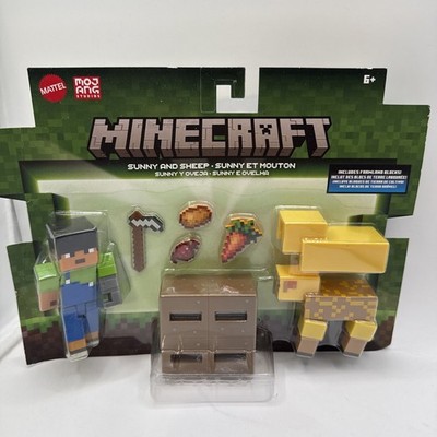 Minecraft Figure 2-Pack: SUNNY AND YELLOW SHEEP w/ Farmland Items, Blocks - NEW