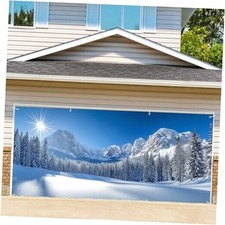 Winter Forest Garage Door Decoration Background Natural Scene Snow Mountain