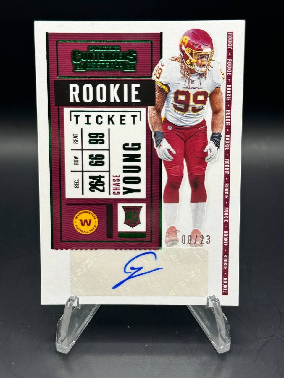 2020 Contenders CHASE YOUNG Rookie Ticket Auto Variation Green Foil SSP /23 #102