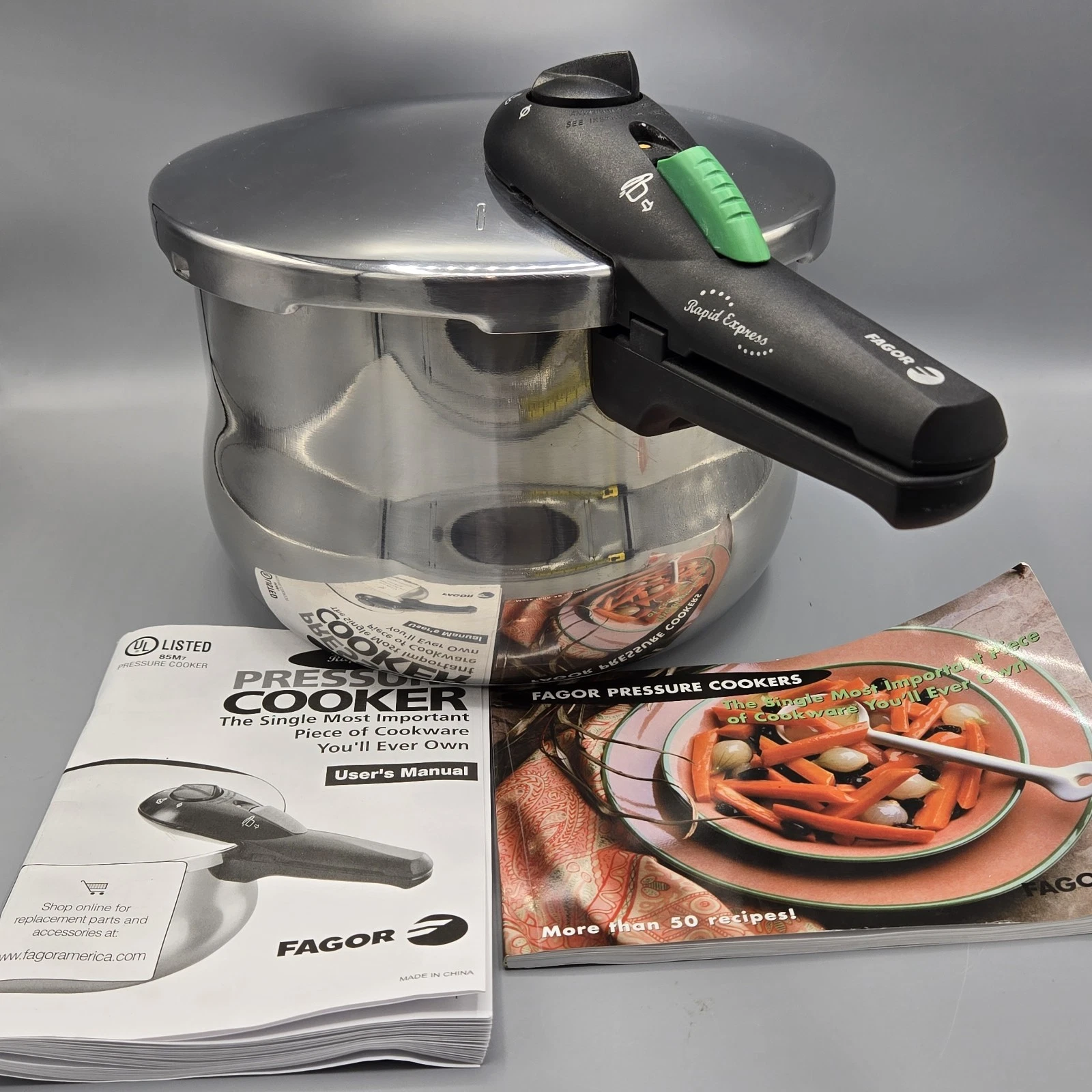Fagor Rapid Express 6L Stainless Steel Pressure Cooker Induction Plaksteel 18/10