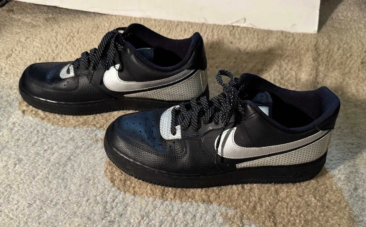 NIKE MENS SZ 10.5 AIR FORCE 1 LOW 3M SHOES BLACK SILVER GREY 315122-020 RAIDERS Nike Air Force 1 Low - Men main image 4