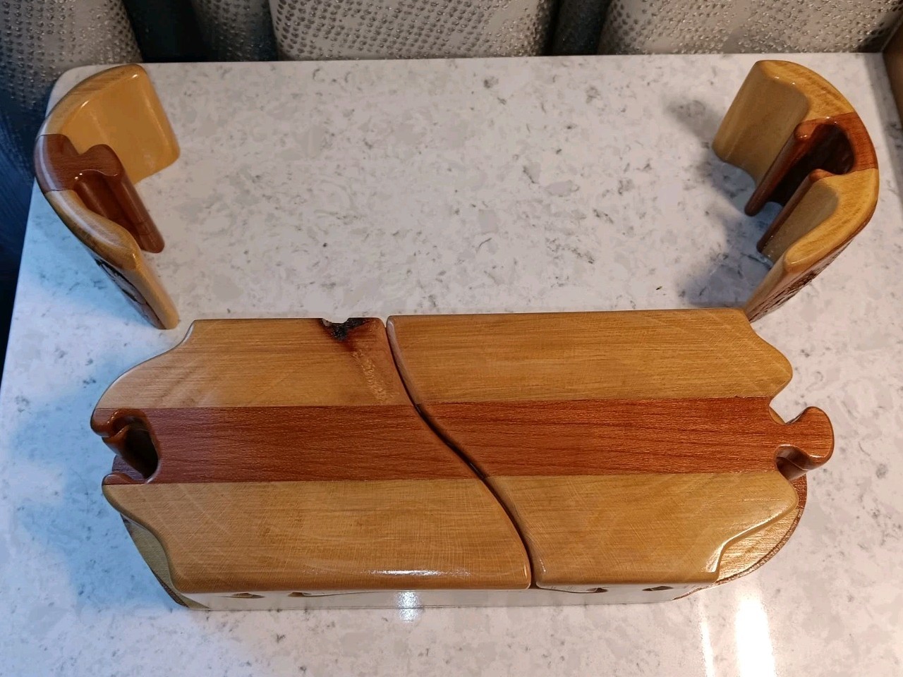 Raw Edge 9 Piece Multi Wood Puzzle Box 